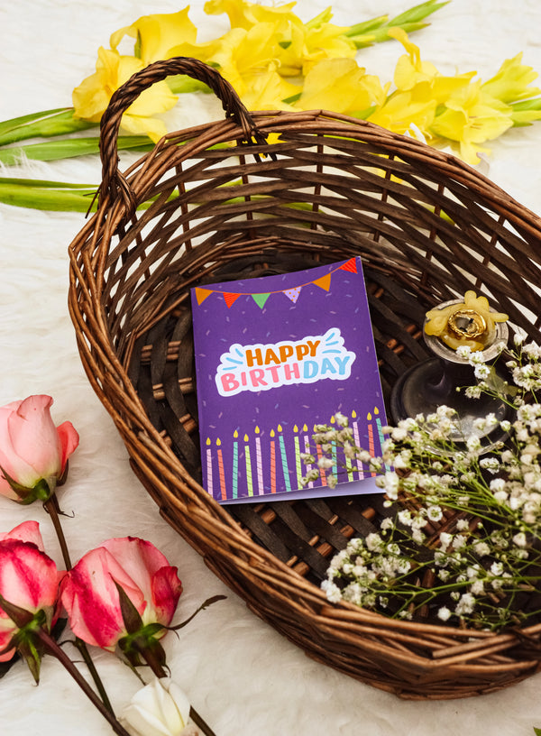 Festive Glow – Happy Birthday Card Purple